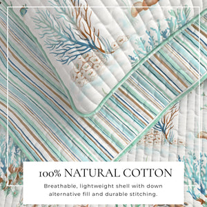 Coastal Printed Cotton Quilt Set - Santa Barbara Collection