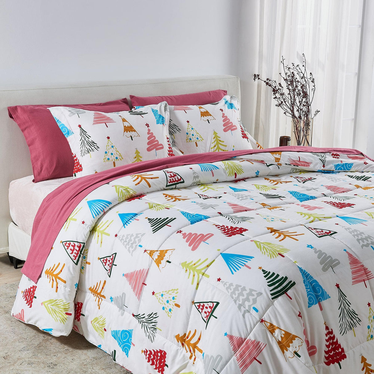 Reversible Christmas Comforter and Sham Set - Holiday / Lodge Odette Collection