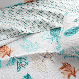 Reversible Coral Quilt Set - Key West Collection