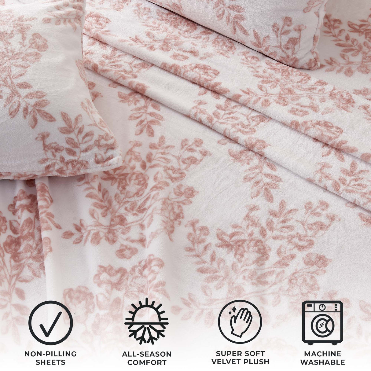 4-Piece Printed Plush Sheet - Velvet Luxe Collection