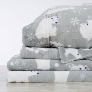 4-Piece Printed Plush Sheet - Velvet Luxe Collection