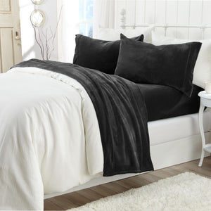4-Piece Solid Plush Sheet - Velvet Luxe Collection