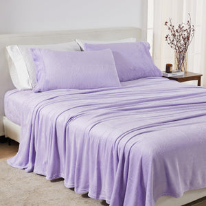 4-Piece Solid Plush Sheet - Velvet Luxe Collection