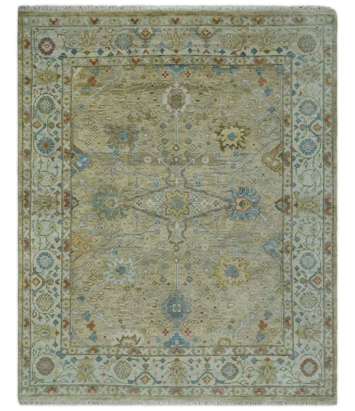 Hand Knotted Beige, Ivory and Gray Traditional Oushak Custom Made Wool Area Rug
