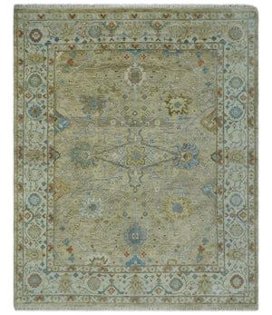 Hand Knotted Beige, Ivory and Gray Traditional Oushak Custom Made Wool Area Rug
