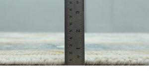 Hand Knotted Ivory, Blue and Brown Traditional Persian Oushak Wool Rug | TRDCP910