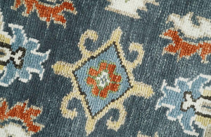 Custom Made Hand Knotted Teal, Blue and Ivory Traditional Oushak Wool Area Rug