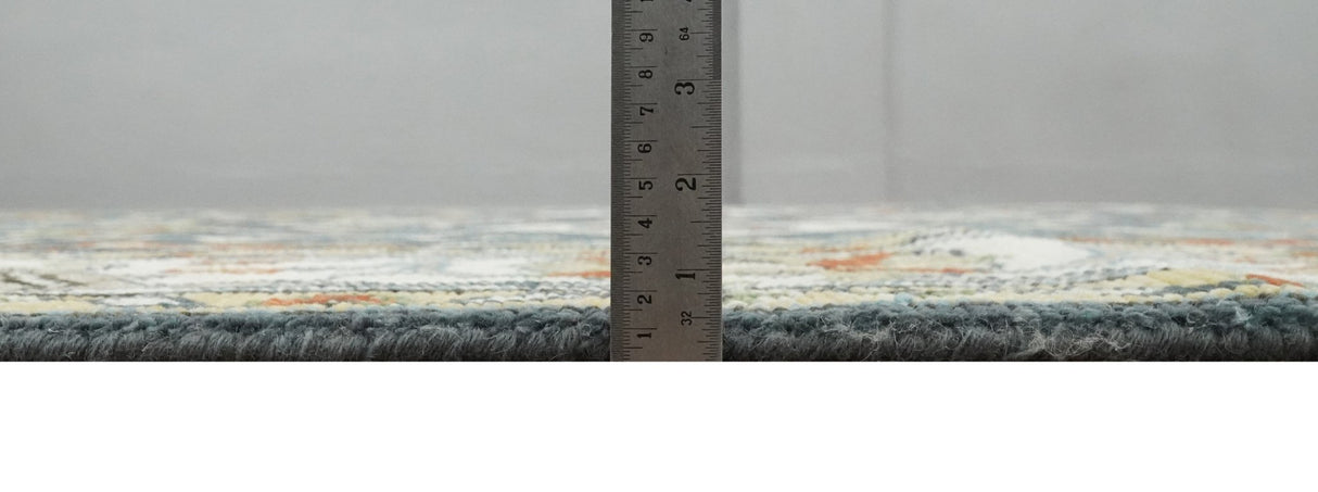 Custom Made Hand Knotted Teal, Blue and Ivory Traditional Oushak Wool Area Rug