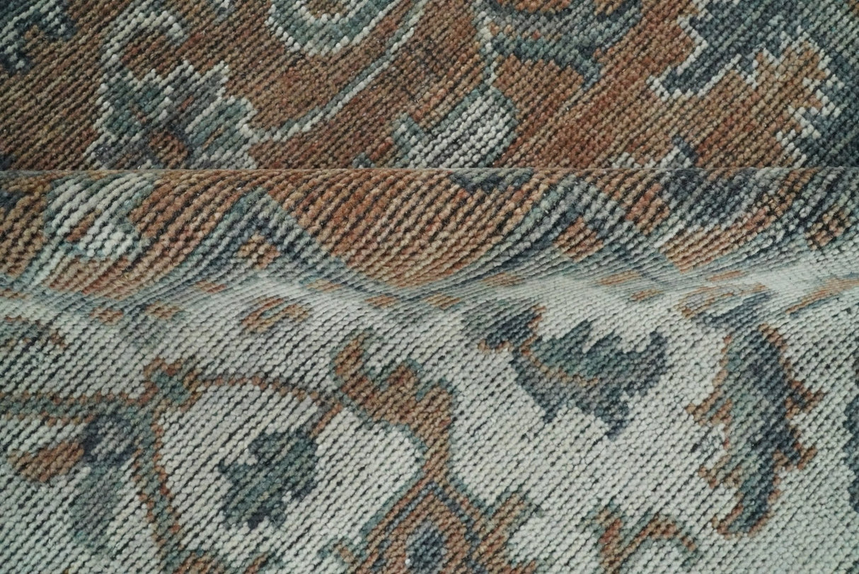 Antique look Vintage Style Distressed finished Brown, Ivory and Charcoal Hand Knotted Traditional Heriz serapi multi Size wool Area Rug