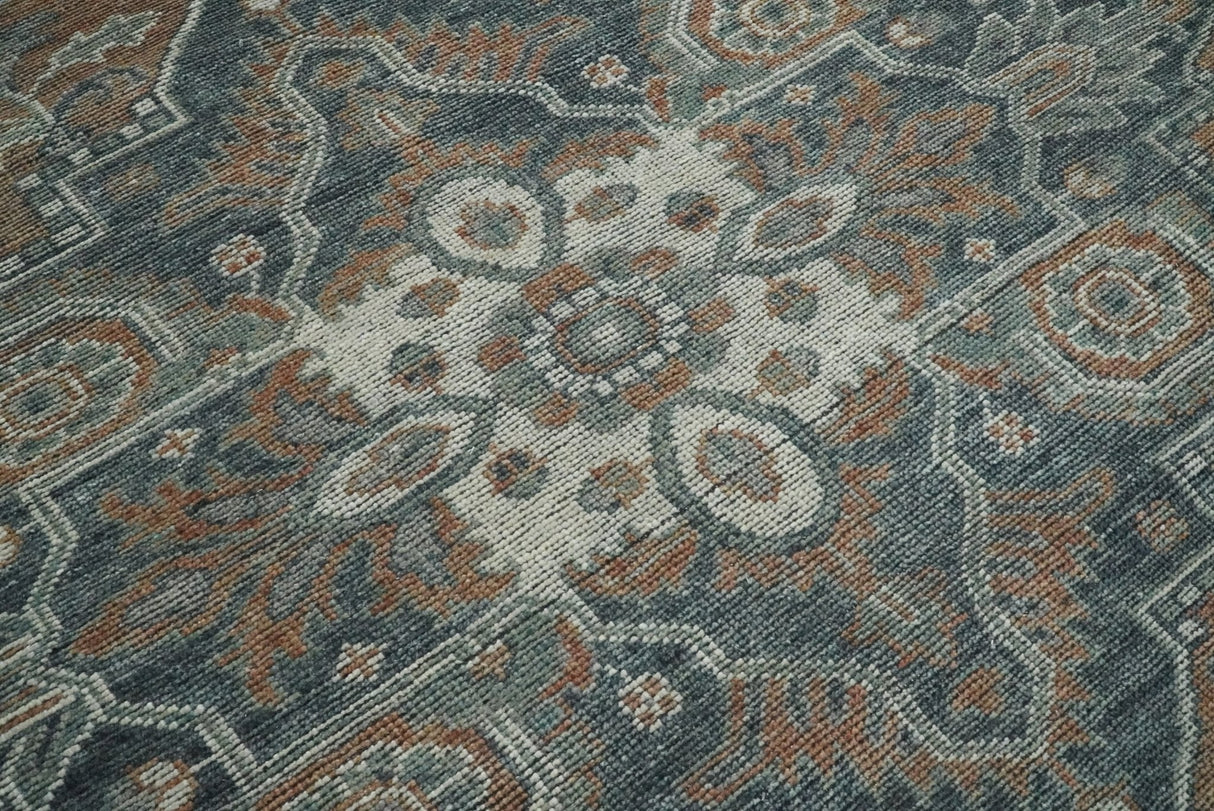 Antique look Vintage Style Distressed finished Brown, Ivory and Charcoal Hand Knotted Traditional Heriz serapi multi Size wool Area Rug