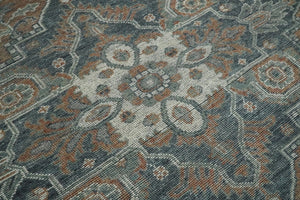 Antique look Vintage Style Distressed finished Brown, Ivory and Charcoal Hand Knotted Traditional Heriz serapi multi Size wool Area Rug