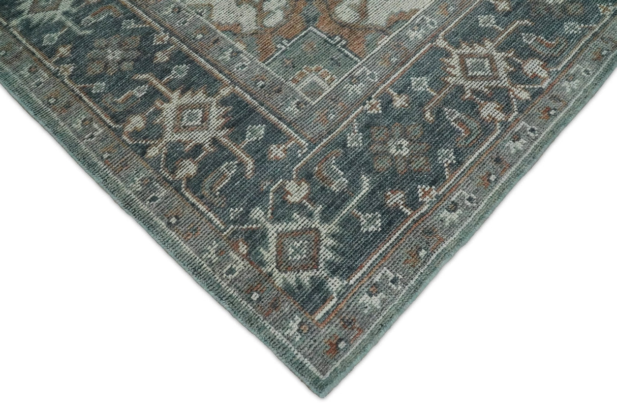 Antique look Vintage Style Distressed finished Brown, Ivory and Charcoal Hand Knotted Traditional Heriz serapi multi Size wool Area Rug