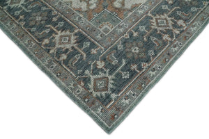 Antique look Vintage Style Distressed finished Brown, Ivory and Charcoal Hand Knotted Traditional Heriz serapi multi Size wool Area Rug
