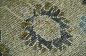 Hand Knotted Antique Oushak Olive and Beige Traditional Oushak Multi Size Wool Area Rug