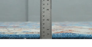 Custom Made Hand Knotted Blue and Ivory Traditional Turkish Oushak Design Wool Rug