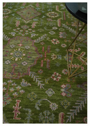 Hand Knotted Green and Silver Traditional Multi Size Antique Wool Area Rug