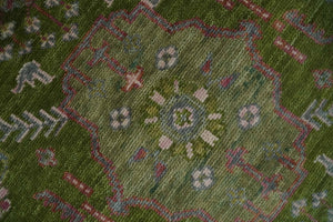 Hand Knotted Green and Silver Traditional Multi Size Antique Wool Area Rug