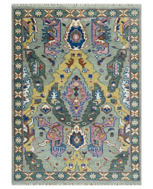 Hand knotted Green, Pink and Gold Traditional large design Antique Oushak Custom Made wool Area Rug