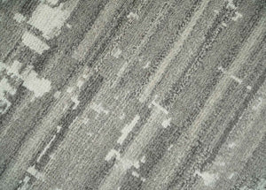 Hand Knotted Ivory and Charcoal Traditional Abstract Natural Wool Custom Made Area Rug, Kids, Living Room and Bedroom Rug