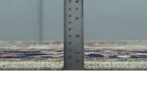 Hand Knotted Ivory, Brown and Blue Traditional Antique Style Wool Area Rug