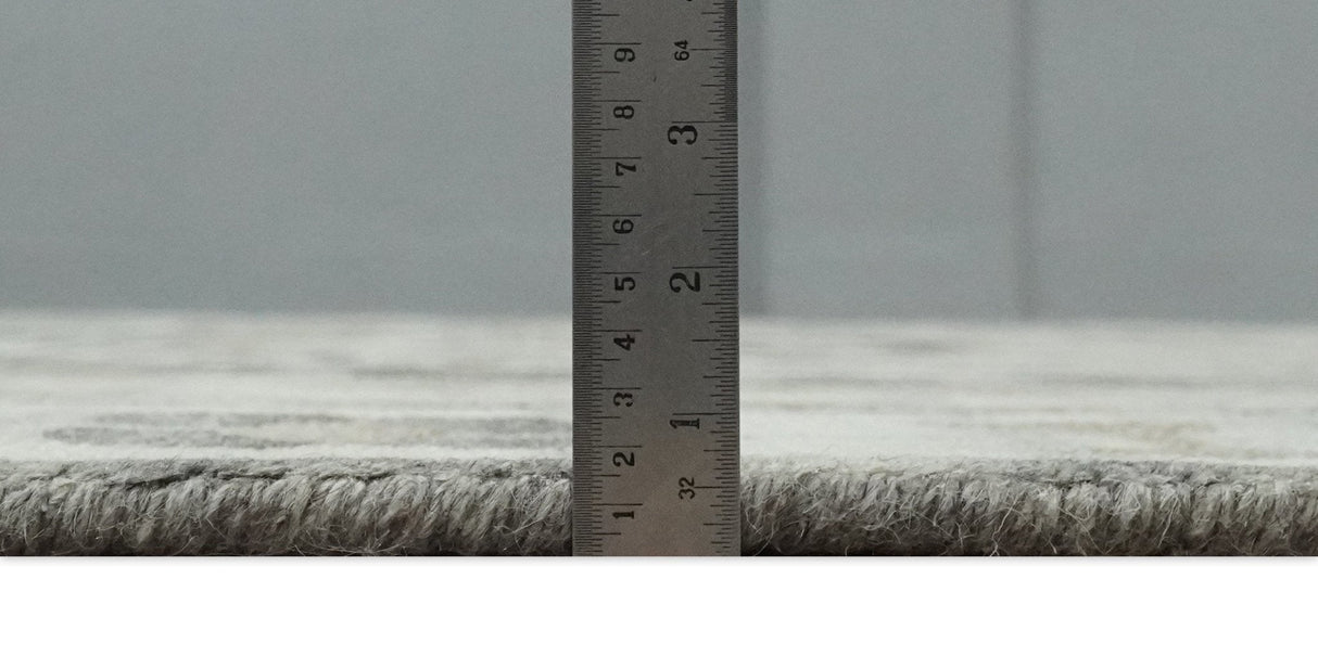 Hand Knotted Ivory, Charcoal and Beige Traditional Medallion Natural Wool Custom Made Area Rug, Kids, Living Room and Bedroom Rug