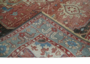 Hand Knotted Ivory, Rust and Blue Antique Persian Heriz Serapi Wool Rug, 5x8, 6x9, 8x10 and 9x12 Living Room Rug | TRD2557
