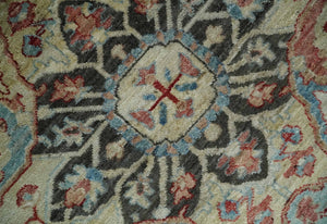 Hand Knotted Ivory, Rust and Blue Antique Persian Heriz Serapi Wool Rug, 5x8, 6x9, 8x10 and 9x12 Living Room Rug | TRD2557