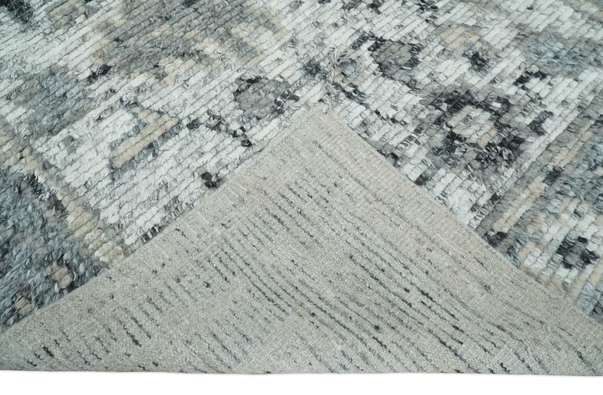 Hand Knotted Ivory, Silver and Beige Traditional Made with Blended Wool Multi Size Rug