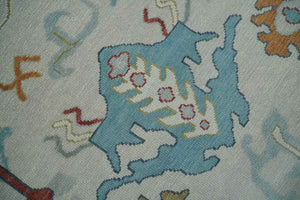 Hand Knotted Ivory Traditional Vintage Style colorful Multi size Oushak Wool Area Rug