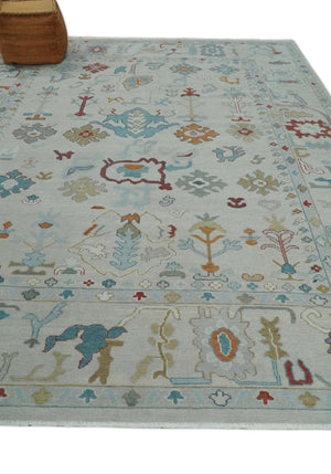 Hand Knotted Ivory Traditional Vintage Style colorful Multi size Oushak Wool Area Rug