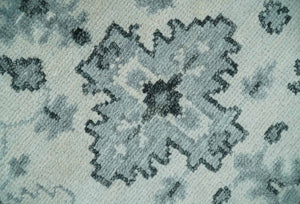Hand Knotted Multi size Ivory, Silver and Charcoal Antique Turkish  Oushak Wool Area Rug