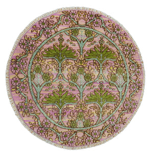 Hand Knotted Pink, Green and Beige Floral Traditional Antique Style Wool Area Rug