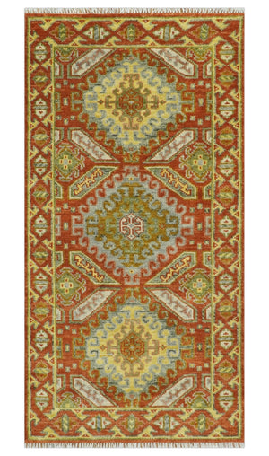 Hand Knotted Rust and Beige Oriental Traditional Multi Size Wool Area Rug, Living Room and Bedroom Rug