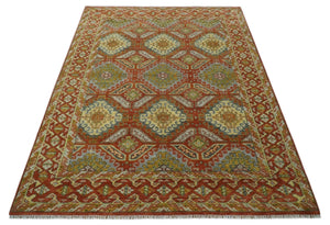 Hand Knotted Rust and Beige Oriental Traditional Multi Size Wool Area Rug, Living Room and Bedroom Rug