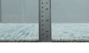 Hand Knotted Silver and Blue Modern Trellis Moroccan Rug Made with Blended Wool Multi Size Rug