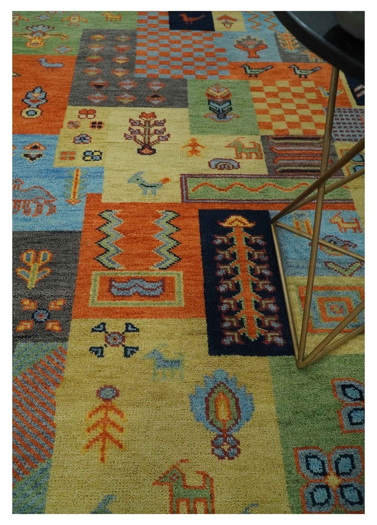Hand knotted Traditional Antique Tribal Style Gabbeh Design Wool Area Rug