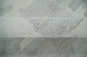 Hand Tufted Ivory, Silver and Blue Modern Abstract Custom Made wool Rug