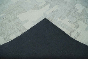 Hand Tufted Ivory, Silver and Blue Modern Abstract Custom Made wool Rug