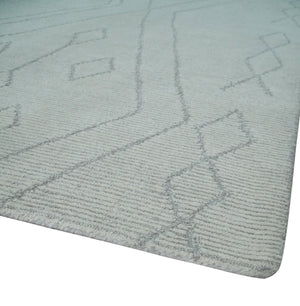 Hand Tufted Ivory Traditional Geometrical Moroccan Design Custom Made Rug