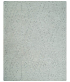Hand Tufted Ivory Traditional Geometrical Moroccan Design Custom Made Rug