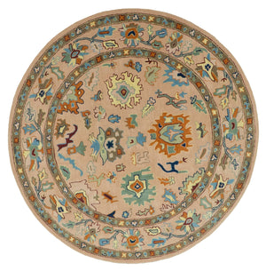 Hand Tufted Pink Peach and Gold Modern Colorful Oushak Rug, Kids, Living Room and Bedroom Rug | TRD6461