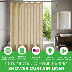 Hemp Shower Curtain – Bath, Tub + Stall Sizes – Made in USA