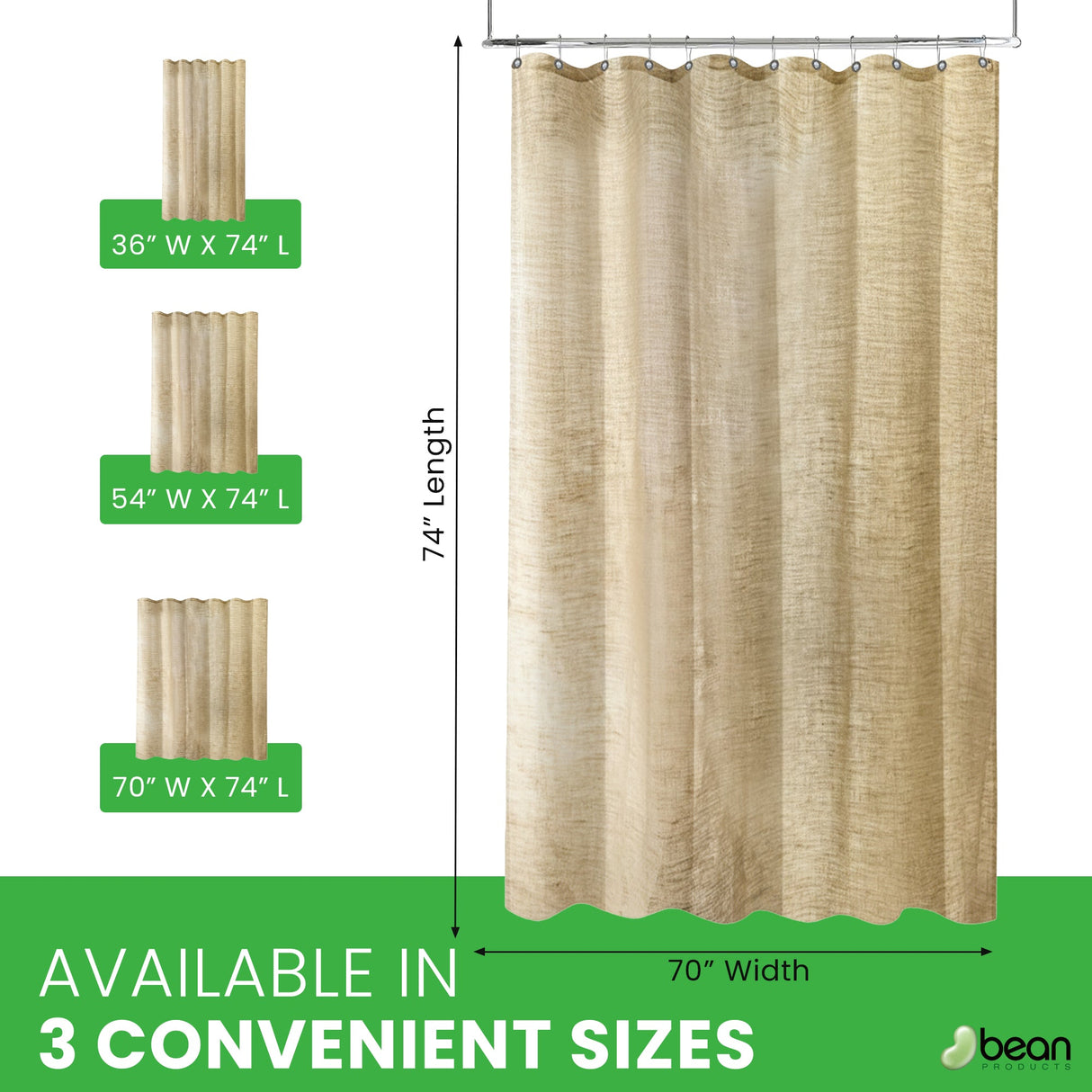Hemp Shower Curtain – Bath, Tub + Stall Sizes – Made in USA
