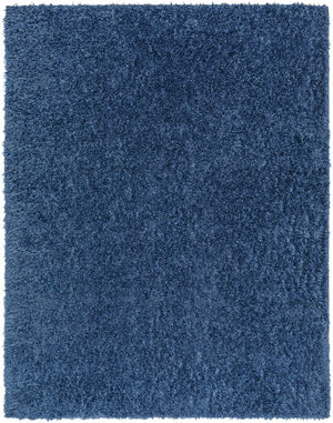 Faina Solid Dark Blue Shag Washable Area Rug - Clearance