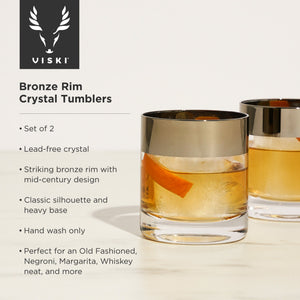 Irving Bronze-Rimmed Crystal Tumblers Set of 2