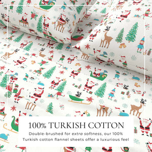 4-Piece Turkish Cotton Christmas Flannel Sheet - Whittaker Collection