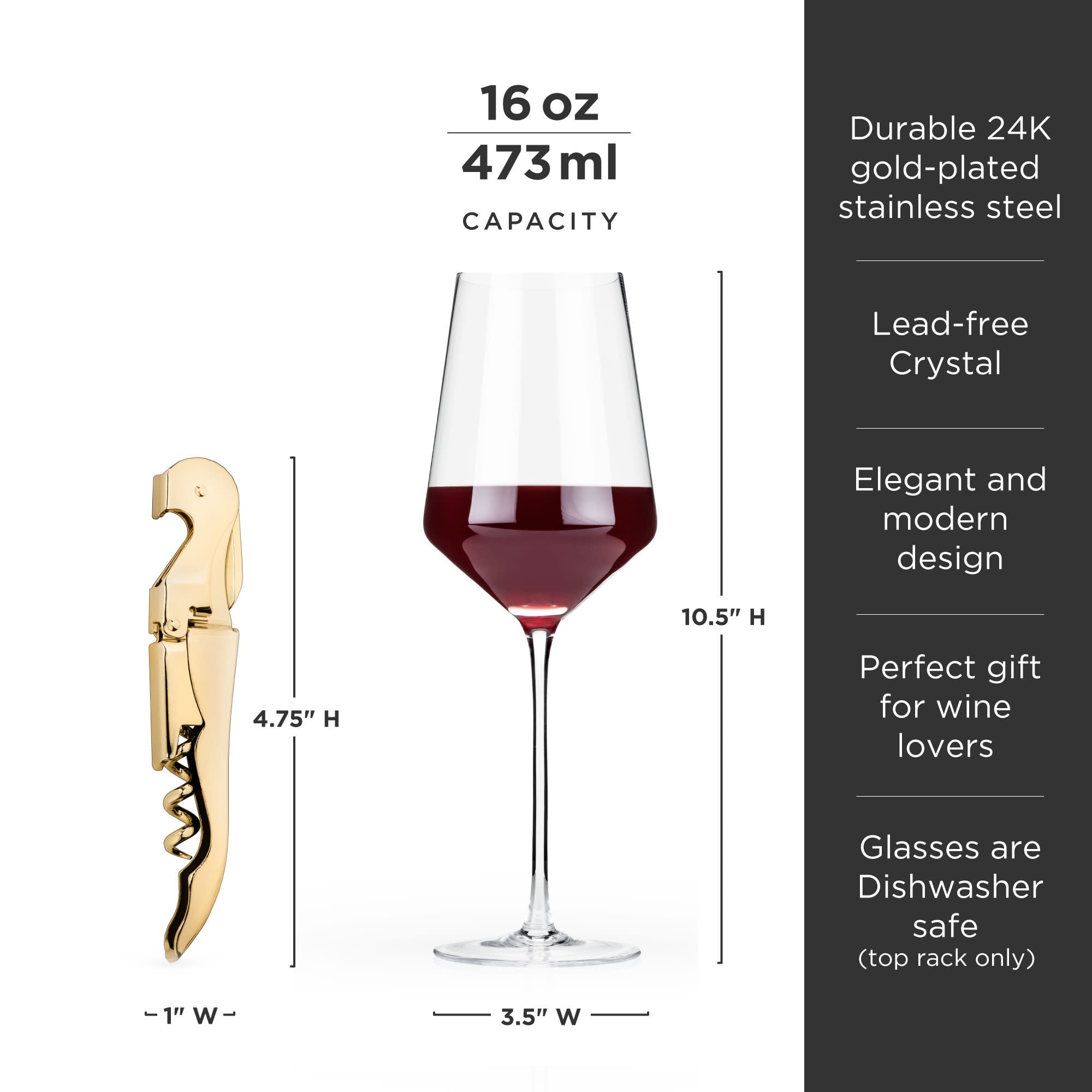 Viski Bordeaux Glasses and Corkscrew - Thumbnail 5