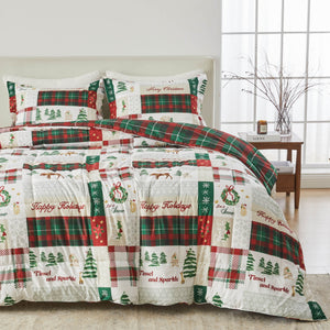 Reversible Christmas Comforter and Sham Set - Holiday / Lodge Odette Collection