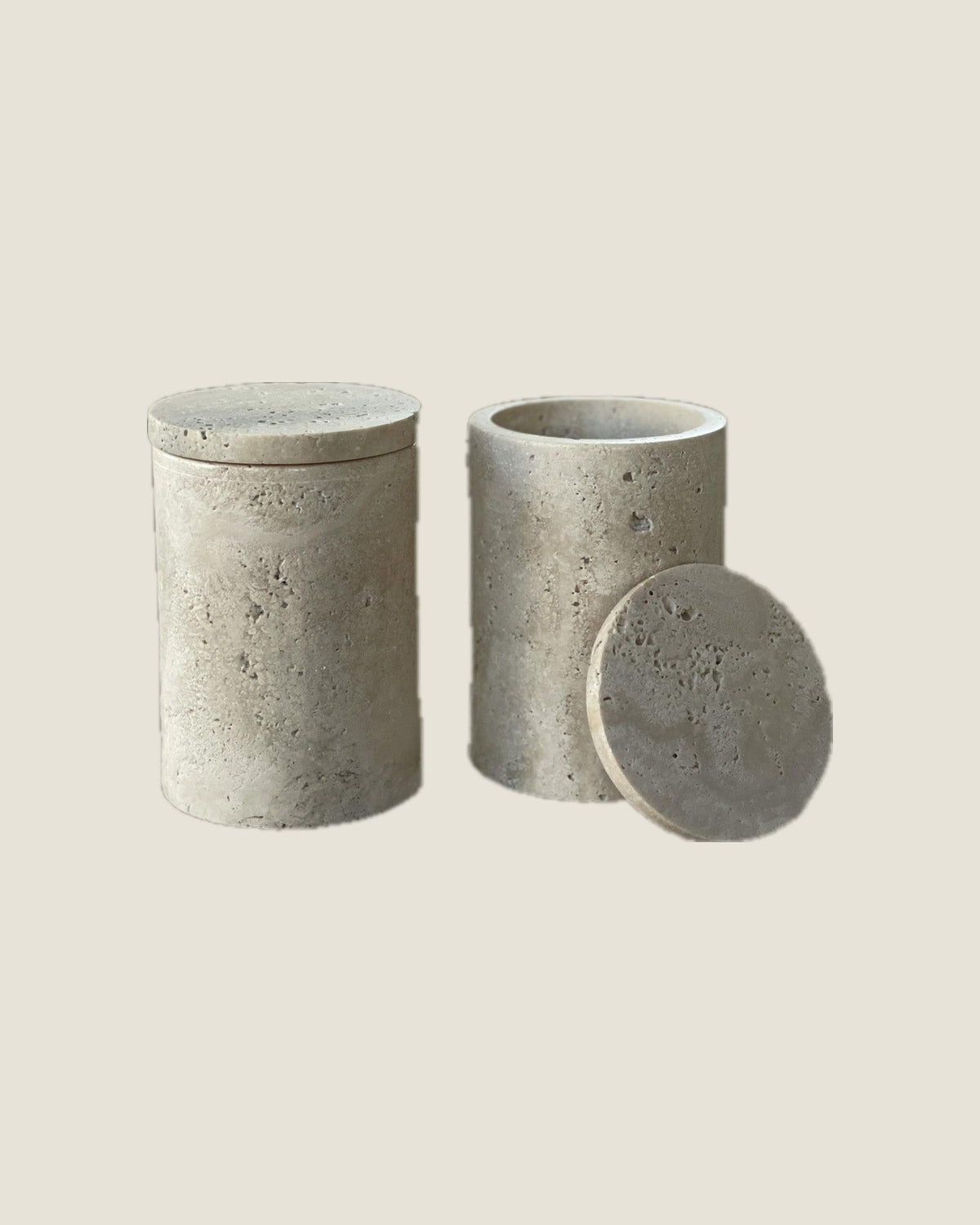 Jar Duo in Travertine