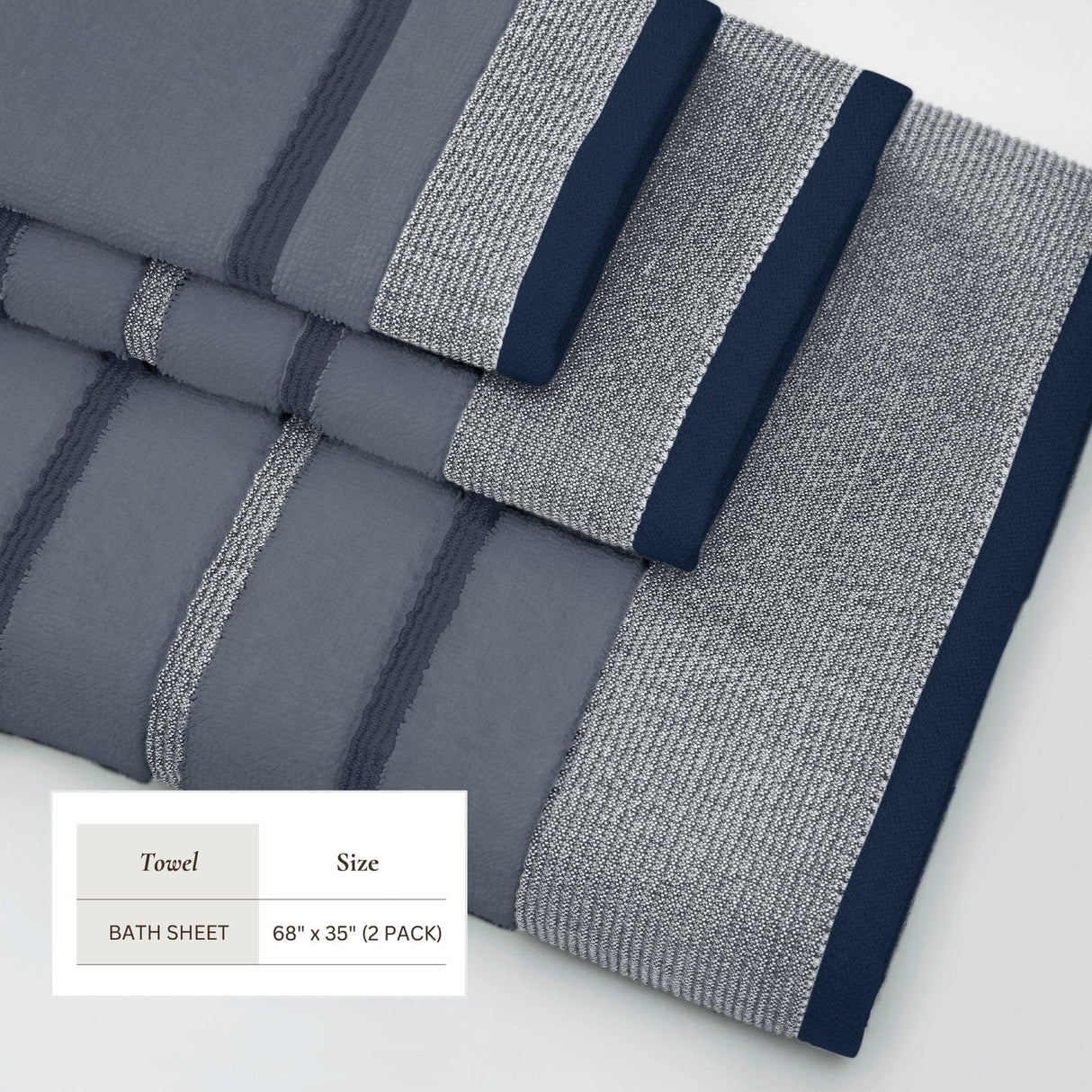 Decorative Cotton Stripe Bath Towel Set - Noelle Collection